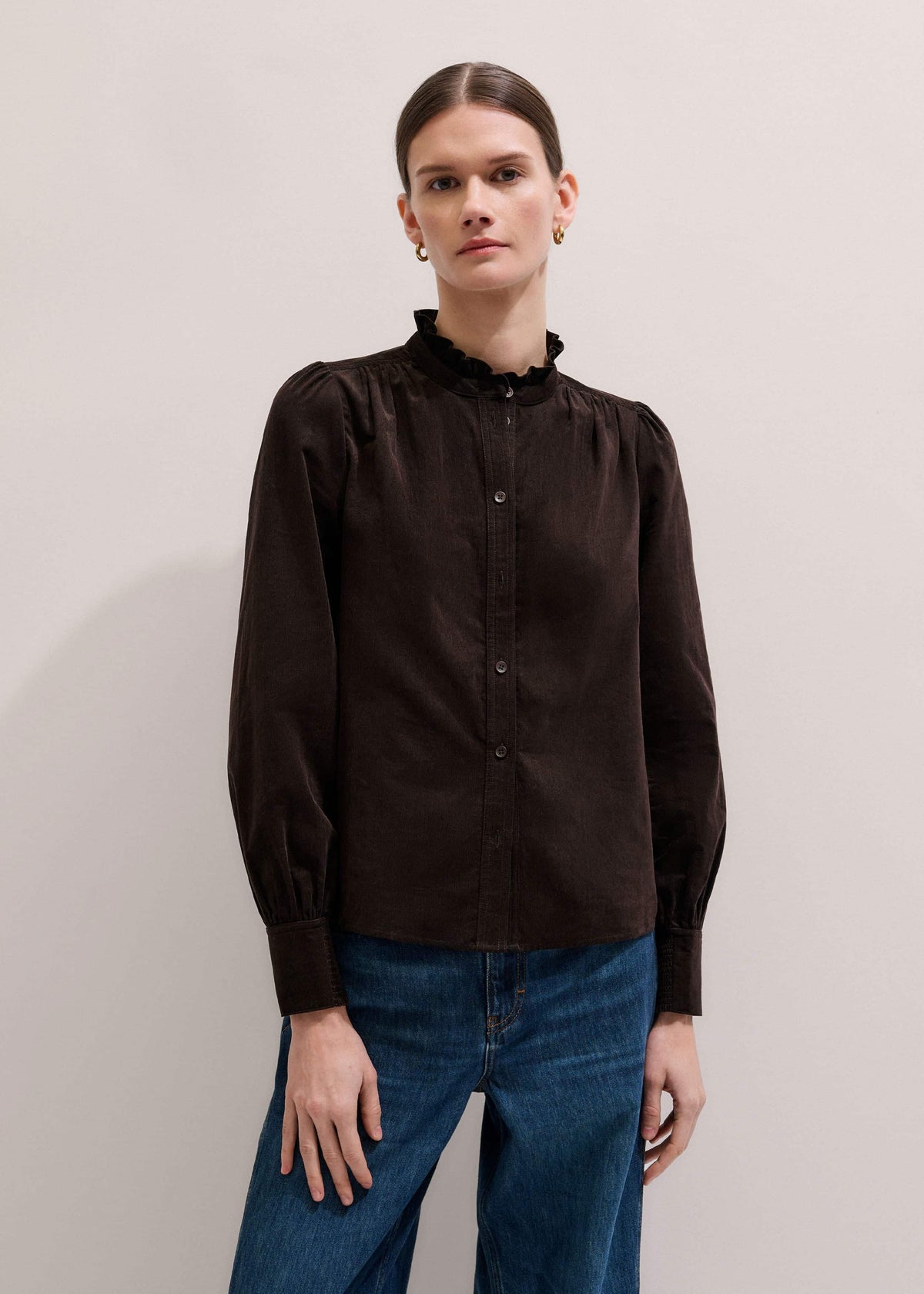 Brown Super Soft Micro Cord Blouse | ME+EM Clothing