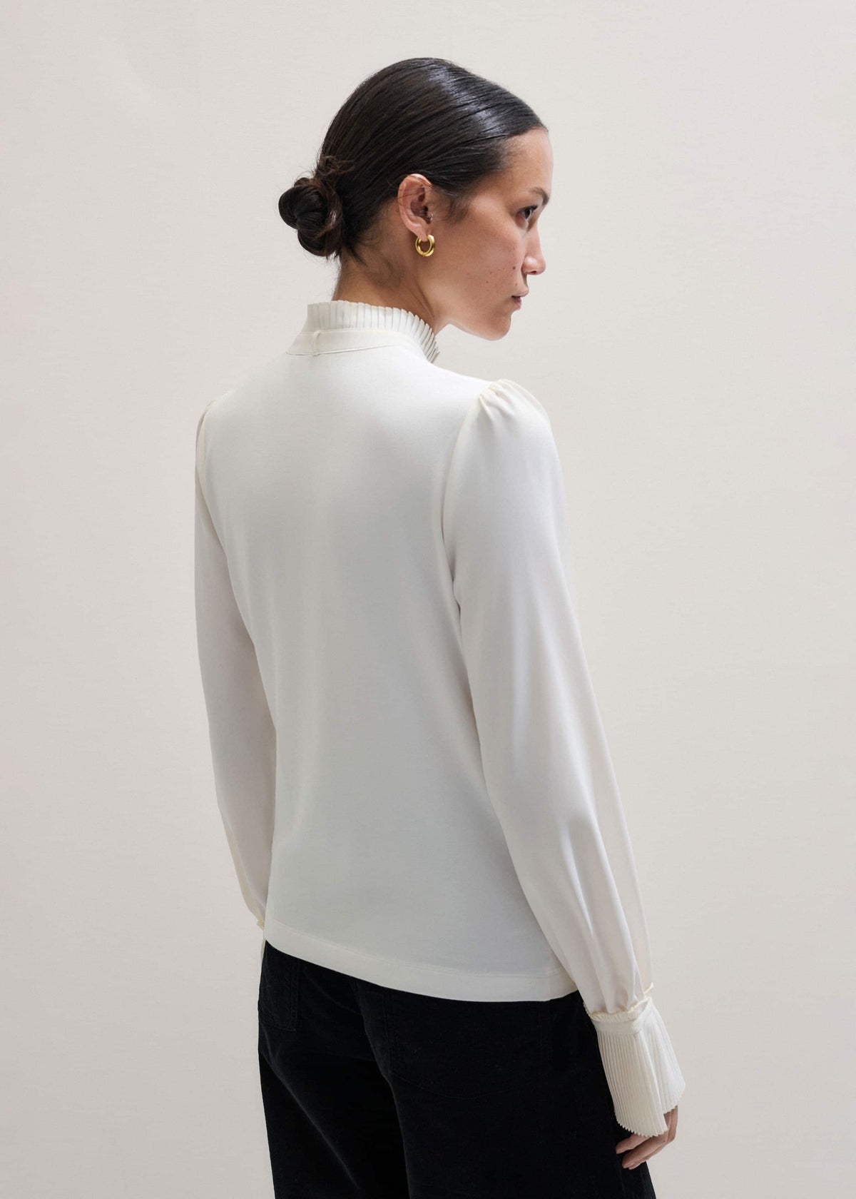 Cream Frill Neck Layering Blouse + Tie | ME+EM Clothing