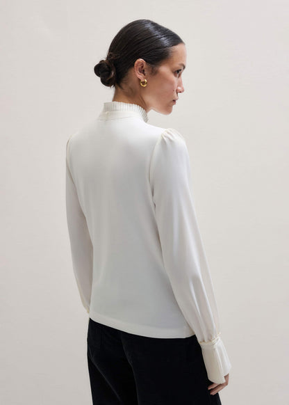 Cream Frill Neck Layering Blouse + Tie | ME+EM Clothing