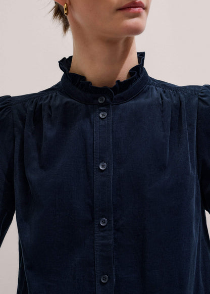 Navy Super Soft Micro Cord Blouse | ME+EM Clothing