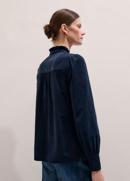 Navy Super Soft Micro Cord Blouse | ME+EM Clothing