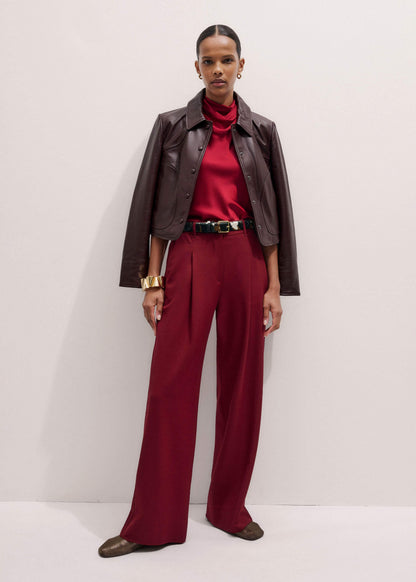 Red Silk Satin Halterneck Sleeveless Top | ME+EM Clothing