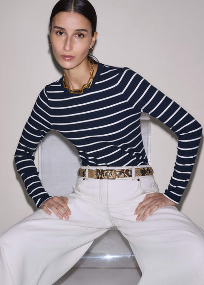 Navy Ultimate Rib Long Sleeve Top | ME+EM Clothing