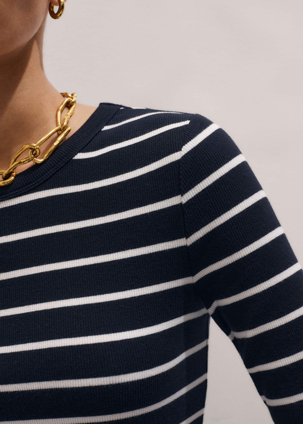 Navy Ultimate Rib Long Sleeve Top | ME+EM Clothing