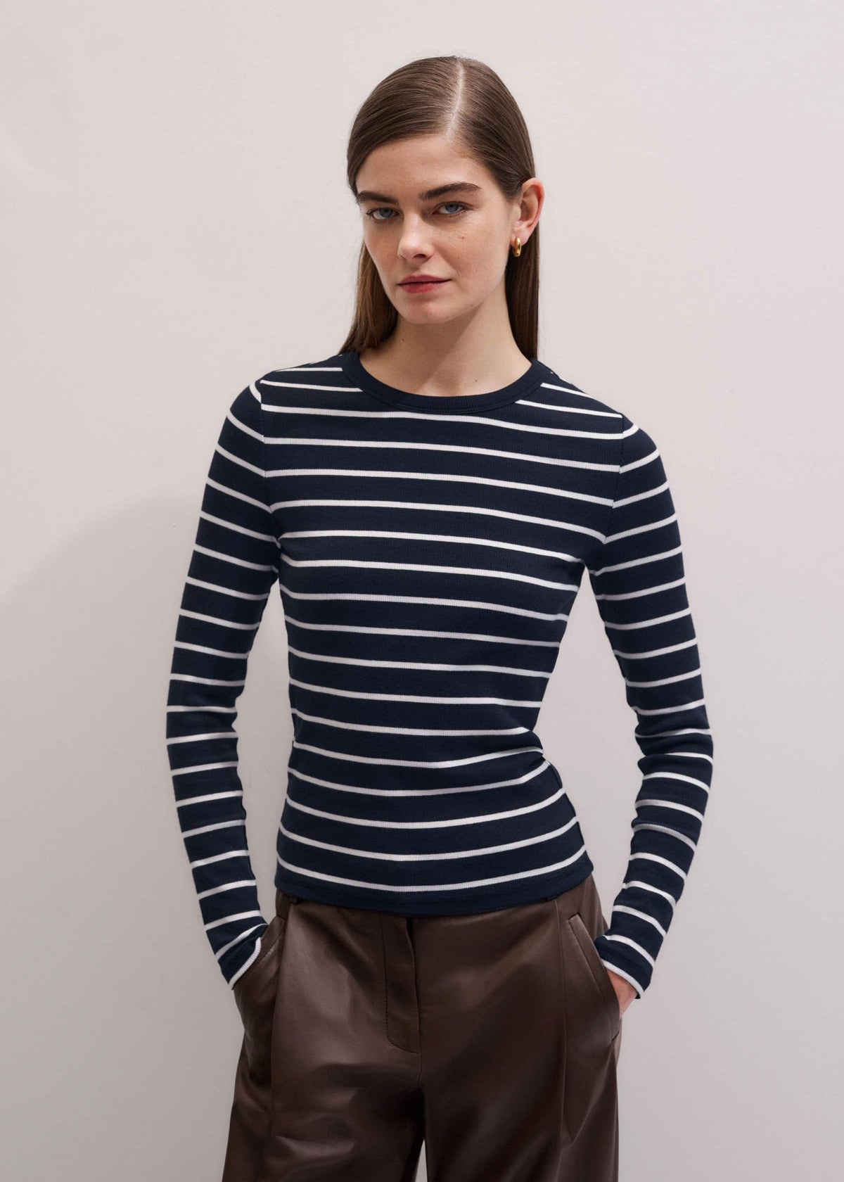 Navy Ultimate Rib Long Sleeve Top | ME+EM Clothing