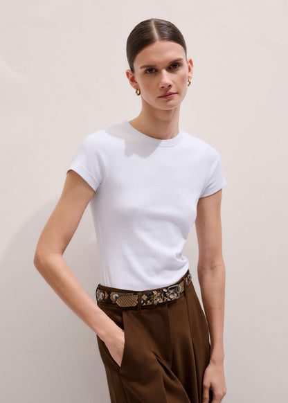 White Ultimate Fitted Rib Crew Neck Tee | ME+EM Clothing