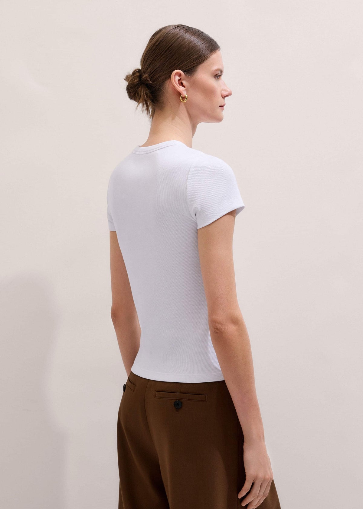 White Ultimate Fitted Rib Crew Neck Tee | ME+EM Clothing