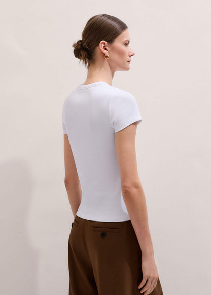 White Ultimate Fitted Rib Crew Neck Tee | ME+EM Clothing