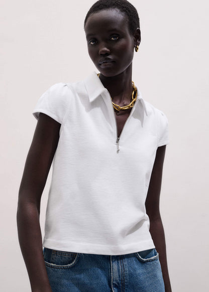 White Cap Sleeve Polo Tee | ME+EM Clothing
