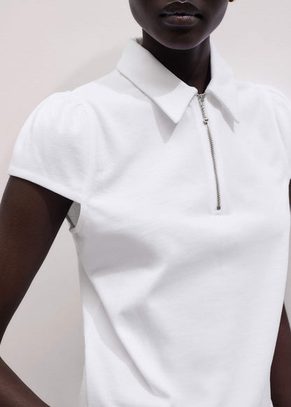 White Cap Sleeve Polo Tee | ME+EM Clothing