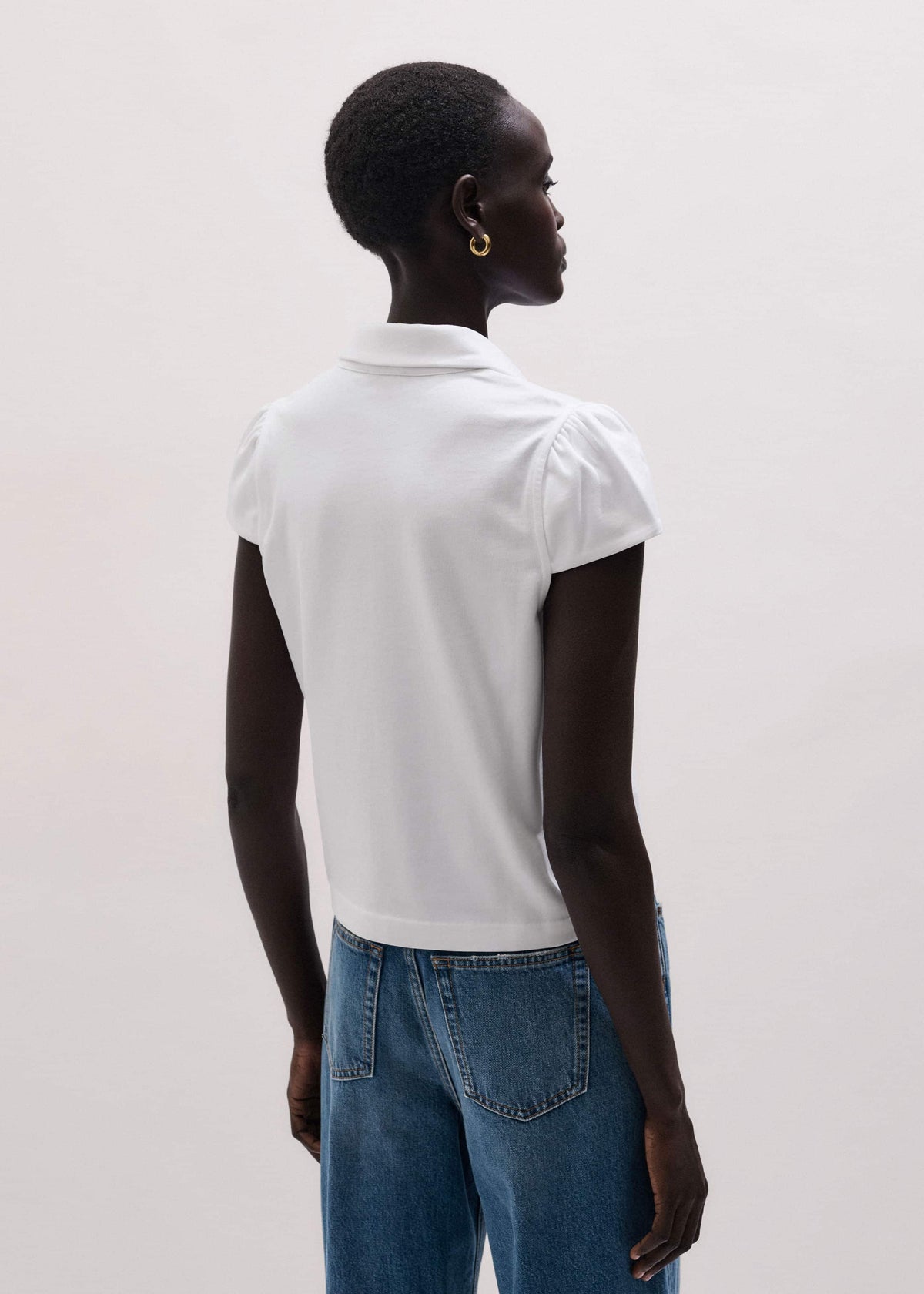 White Cap Sleeve Polo Tee | ME+EM Clothing