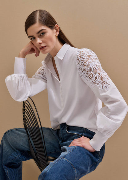 White Lace Sleeve Swing Top | ME+EM Clothing