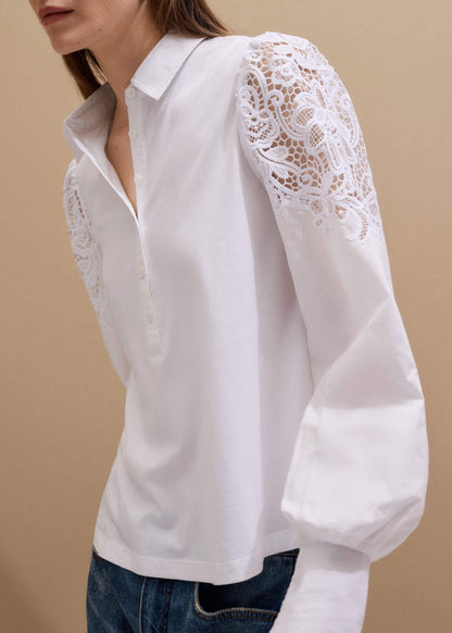 White Lace Sleeve Swing Top | ME+EM Clothing