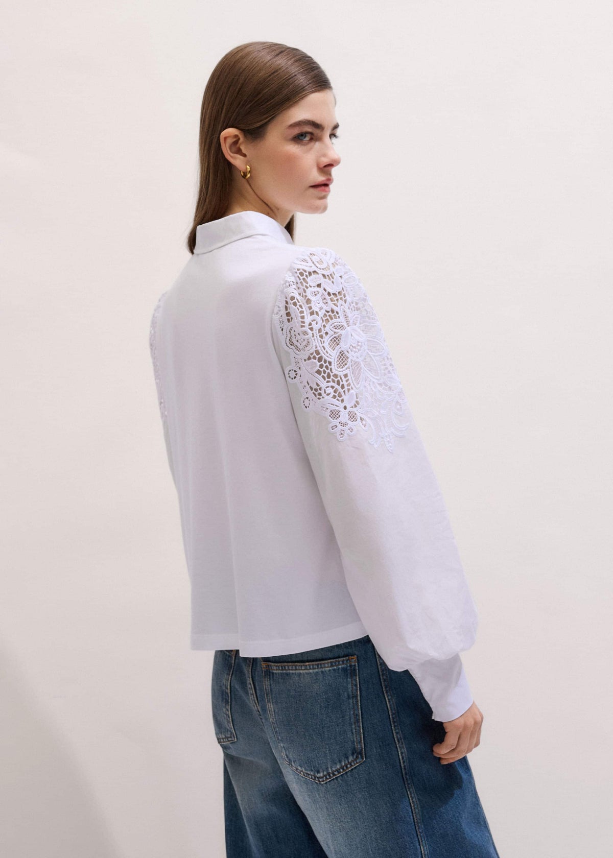 White Lace Sleeve Swing Top | ME+EM Clothing