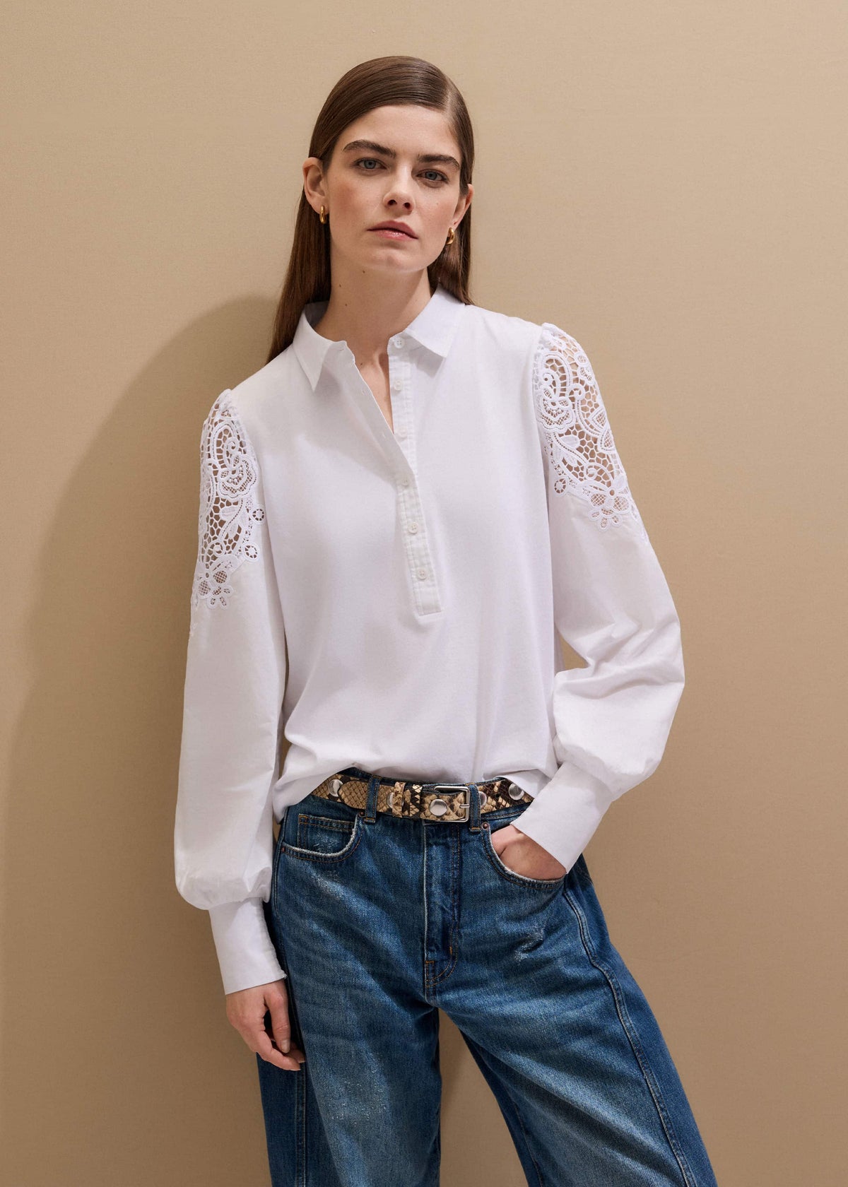 White Lace Sleeve Swing Top | ME+EM Clothing