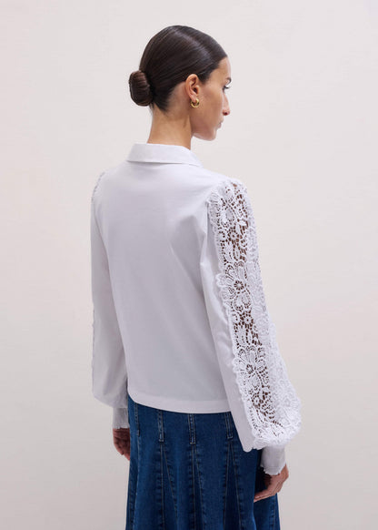 White Lace + Poplin Layering Shirt | ME+EM Clothing