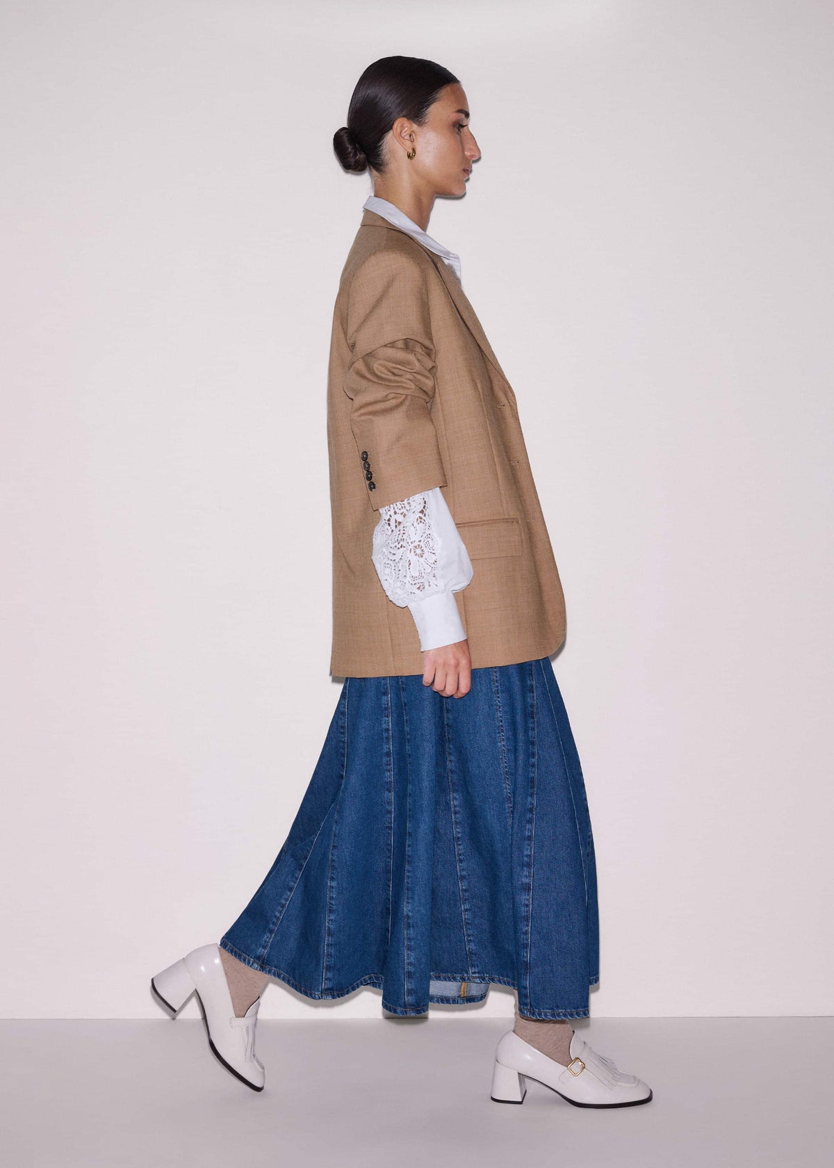 White Lace + Poplin Layering Shirt | ME+EM Clothing
