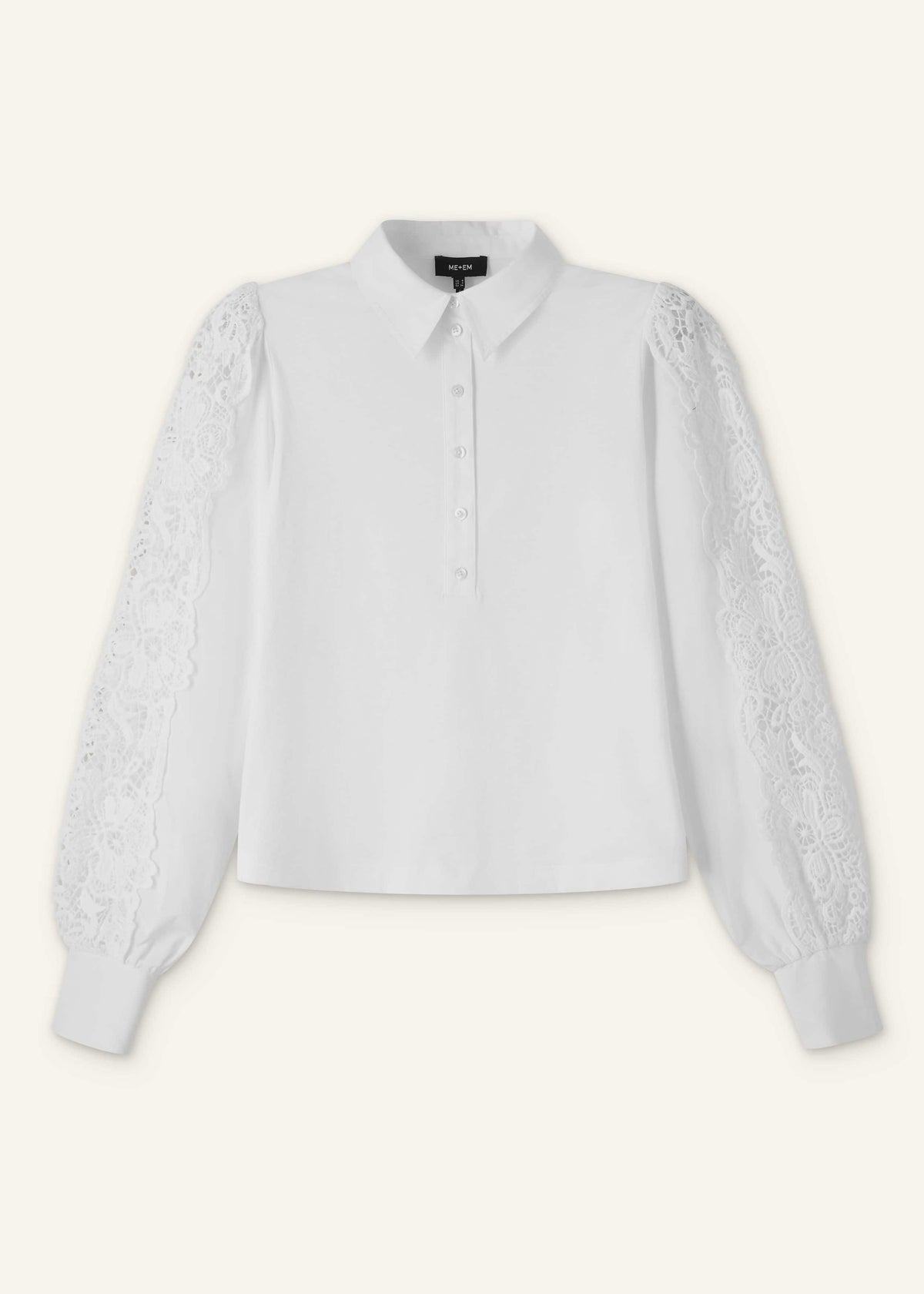 White Lace + Poplin Layering Shirt | ME+EM Clothing