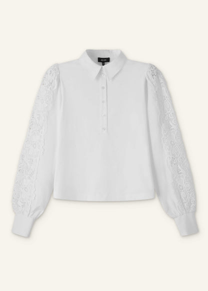 White Lace + Poplin Layering Shirt | ME+EM Clothing