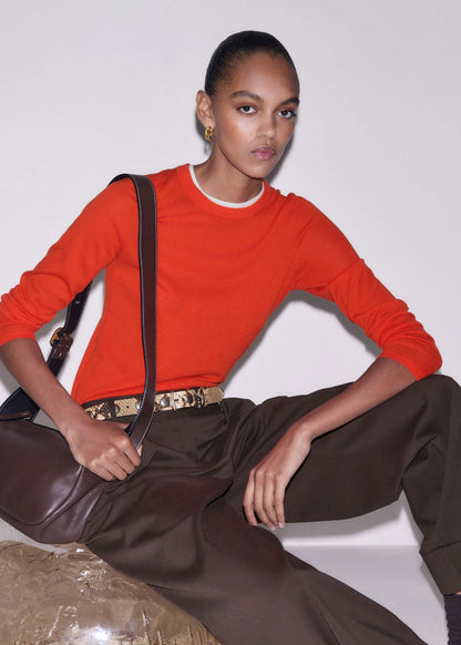 Orange Barely There Contrast Trim Sweater | ME+EM Clothing