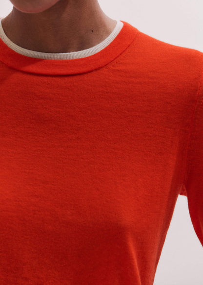 Orange Barely There Contrast Trim Sweater | ME+EM Clothing