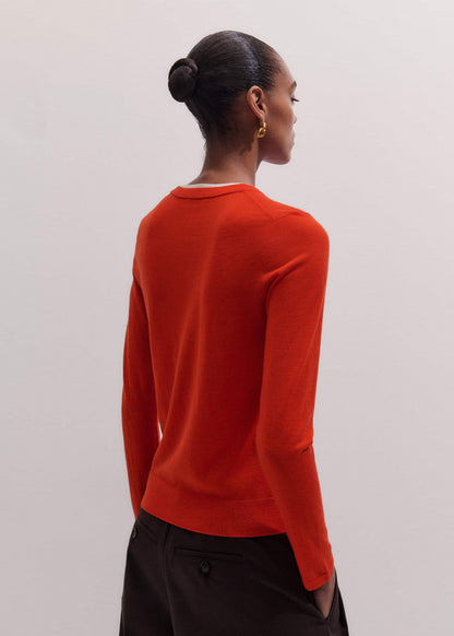 Orange Barely There Contrast Trim Sweater | ME+EM Clothing