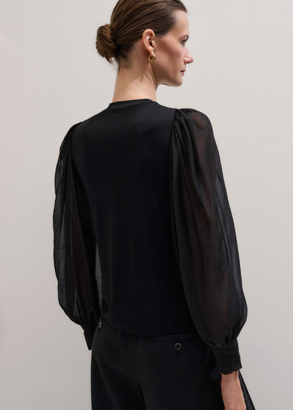 Black Balloon Sleeve Slim Layering Top | ME+EM Clothing