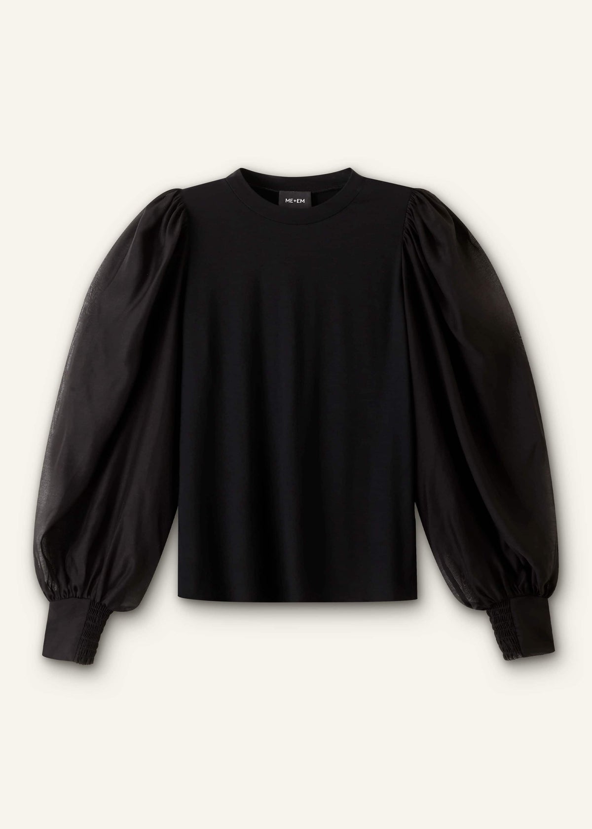 Black Balloon Sleeve Slim Layering Top | ME+EM Clothing
