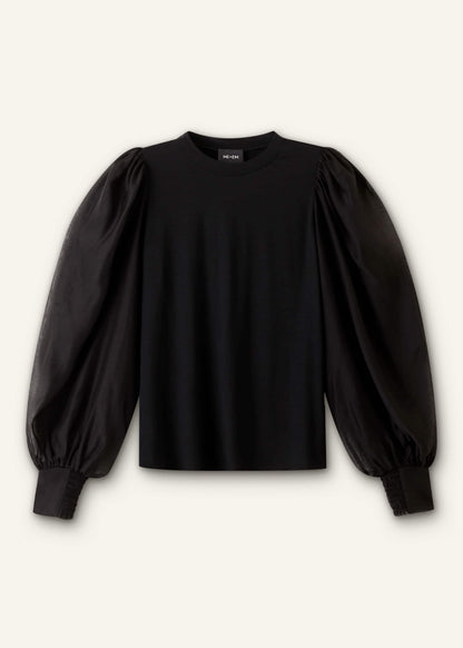 Black Balloon Sleeve Slim Layering Top | ME+EM Clothing