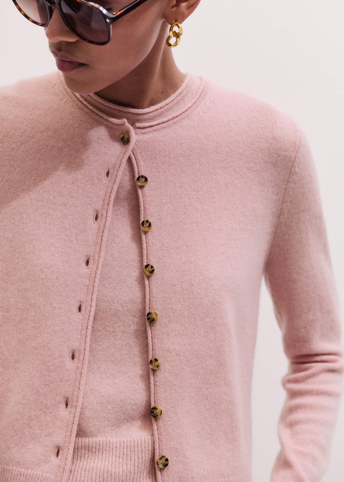Pink Cashmere Roll Trim Knit Sweater Vest | ME+EM Clothing