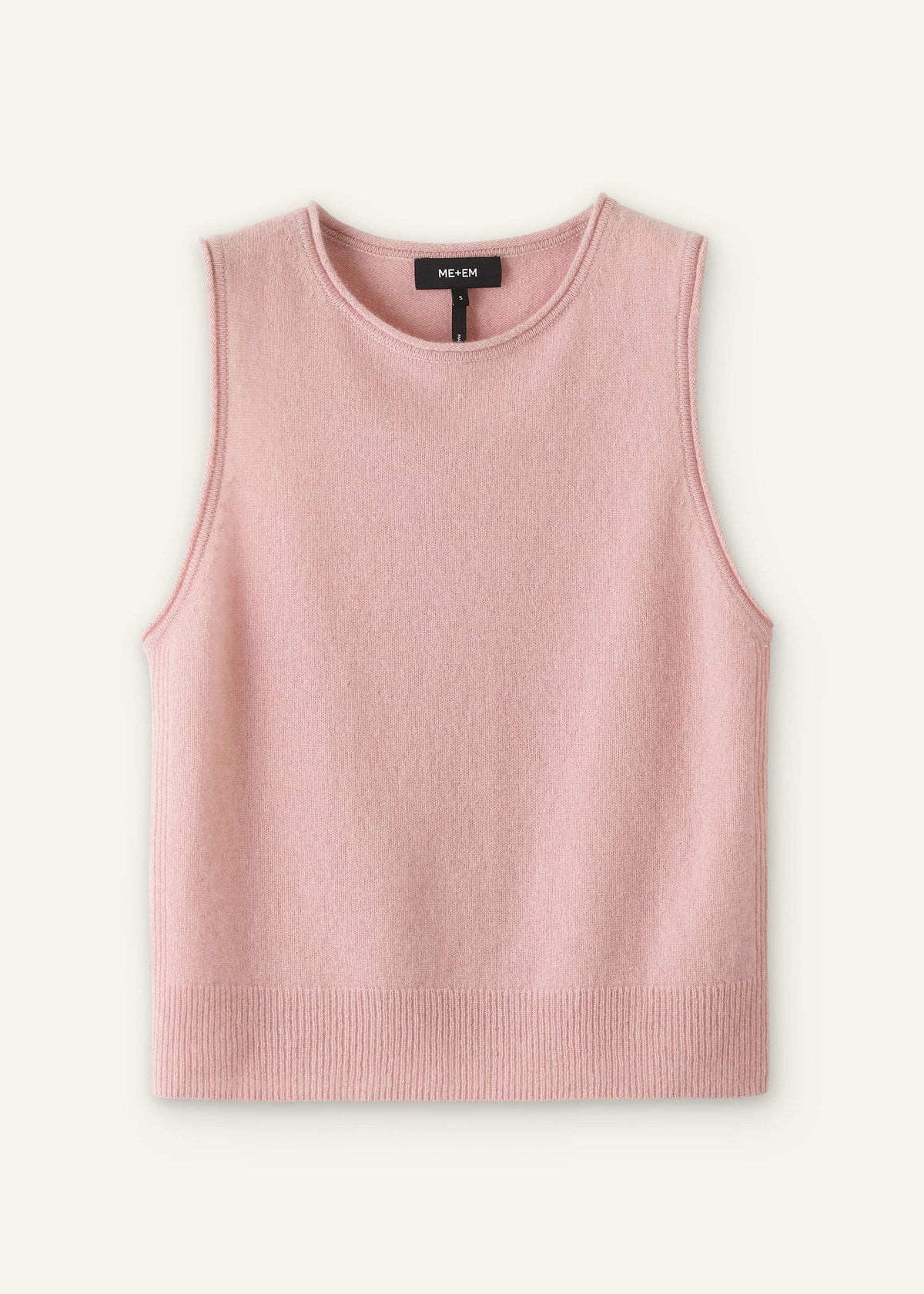 Pink Cashmere Roll Trim Knit Sweater Vest | ME+EM Clothing