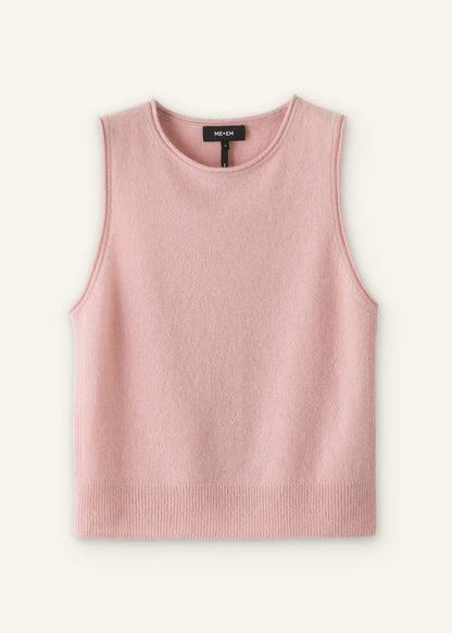 Pink Cashmere Roll Trim Knit Sweater Vest | ME+EM Clothing