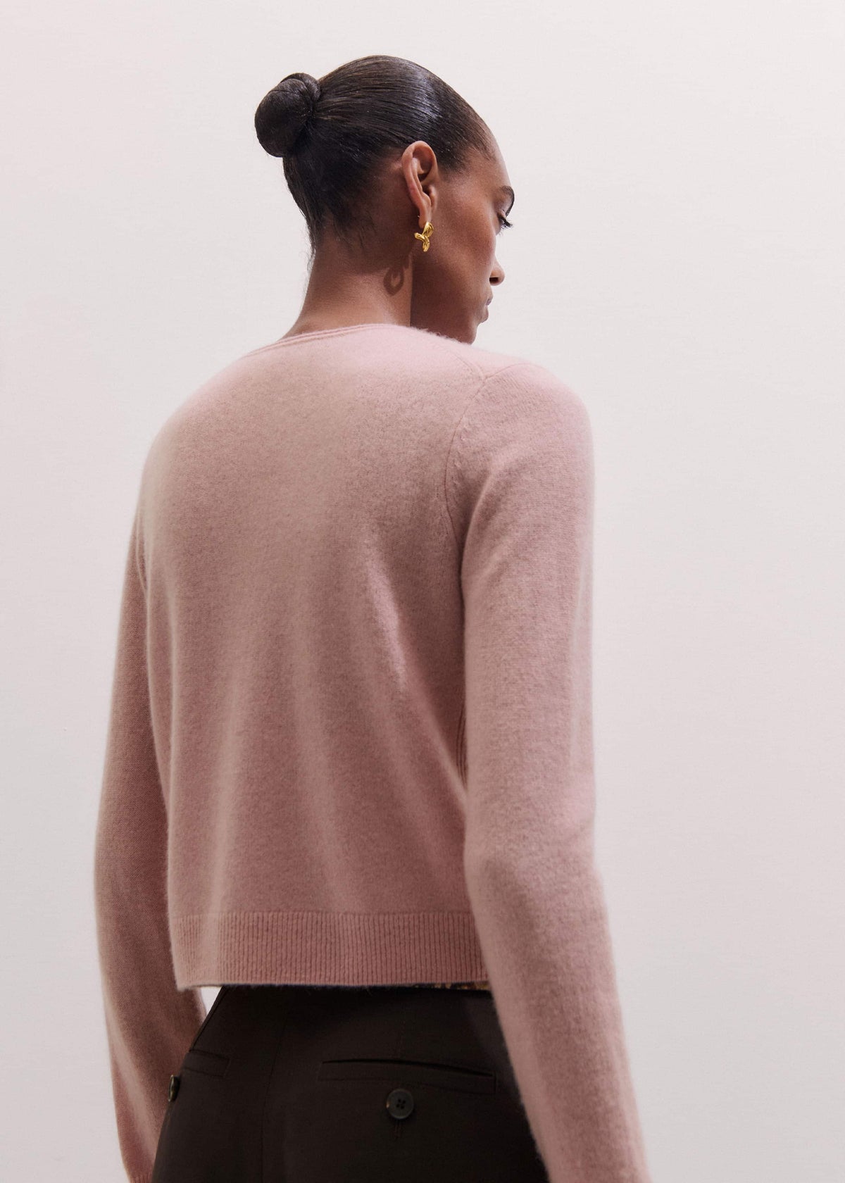Pink Cashmere Roll Trim Straight Cardigan | ME+EM Clothing