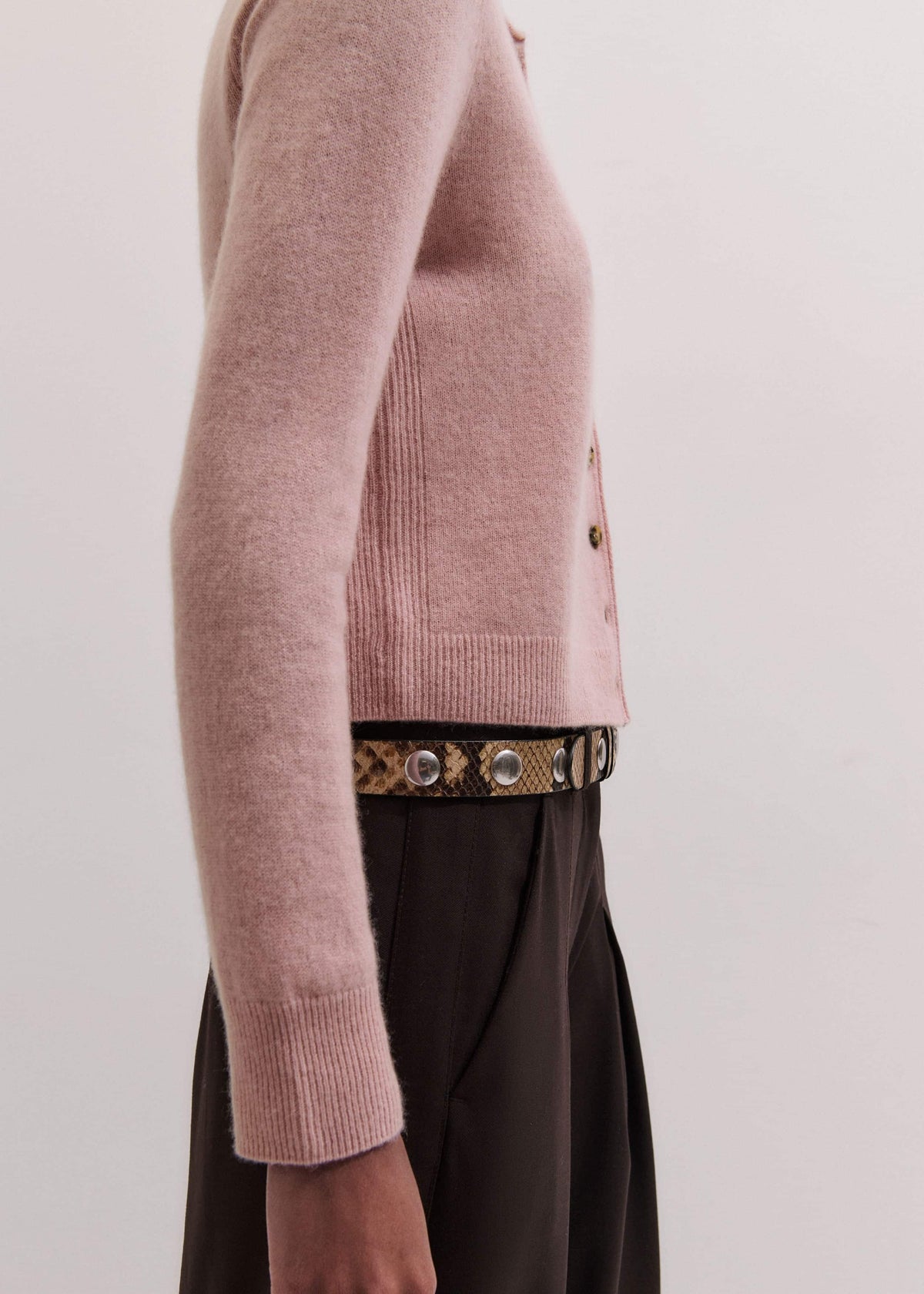 Pink Cashmere Roll Trim Straight Cardigan | ME+EM Clothing