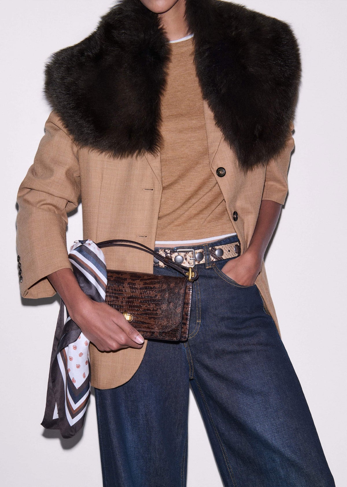Light Brown Barely There Contrast Trim Knit Baby Tee | ME+EM Clothing