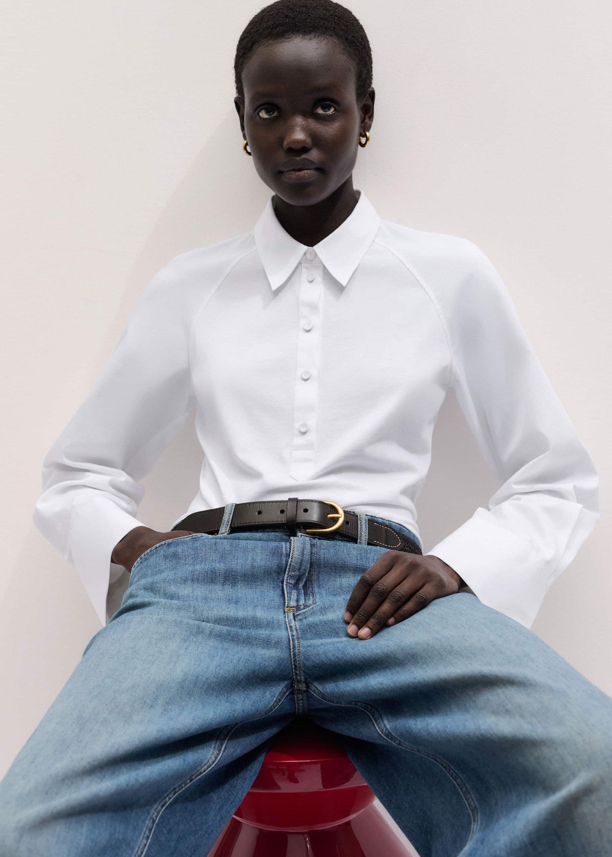 White Raglan Shirt Layering Top | ME+EM Clothing