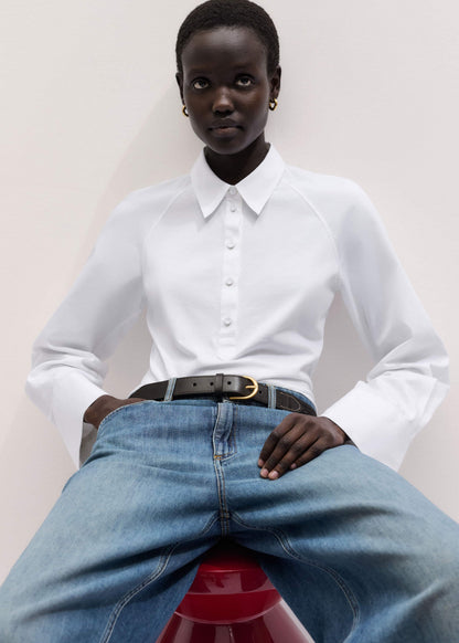 White Raglan Shirt Layering Top | ME+EM Clothing