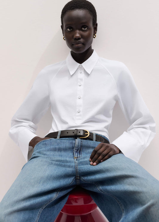 White Raglan Shirt Layering Top | ME+EM Clothing