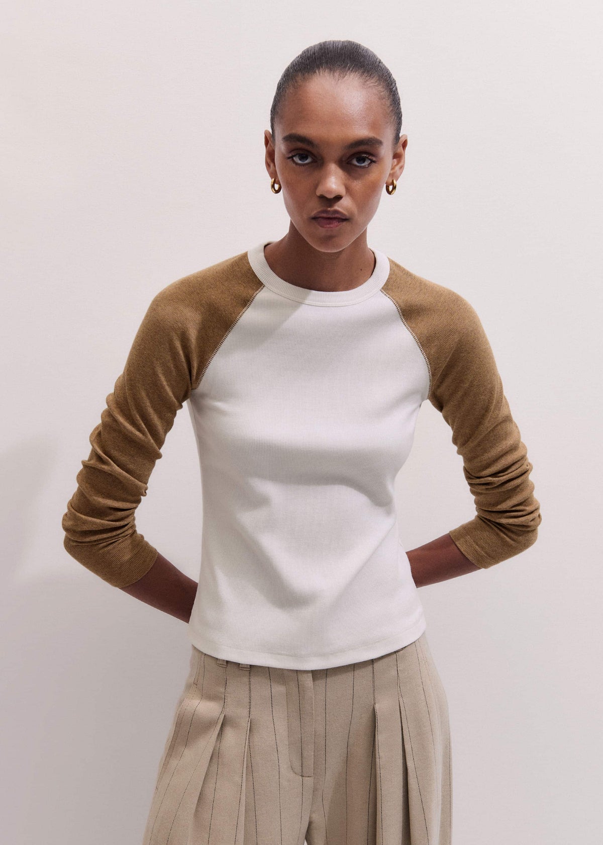 Cream Ultimate Slim Baseball Top | ME+EM Clothing