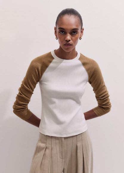 Cream Ultimate Slim Baseball Top | ME+EM Clothing