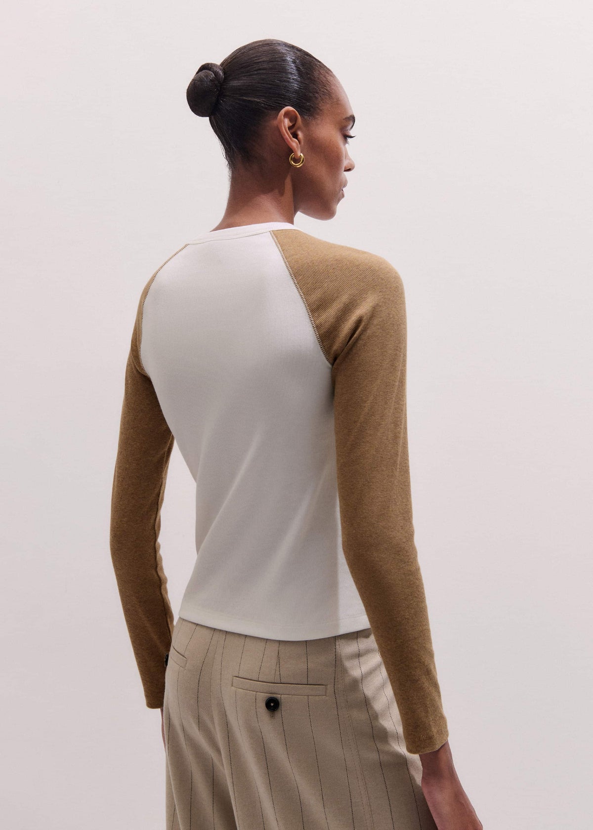 Cream Ultimate Slim Baseball Top | ME+EM Clothing