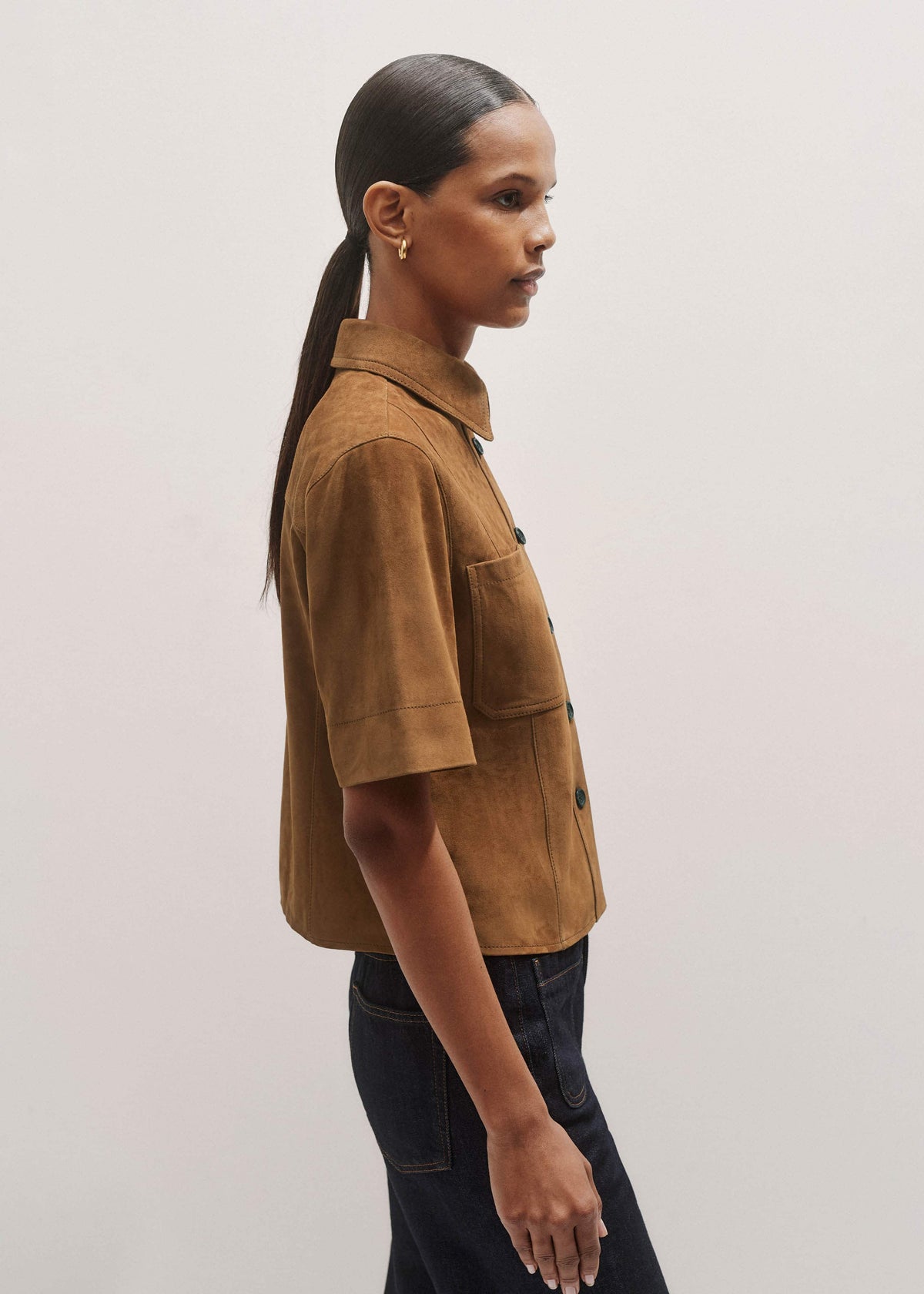 Brown Paneled Shirt | ME+EM Clothing