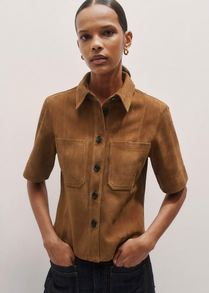 Brown Paneled Shirt | ME+EM Clothing