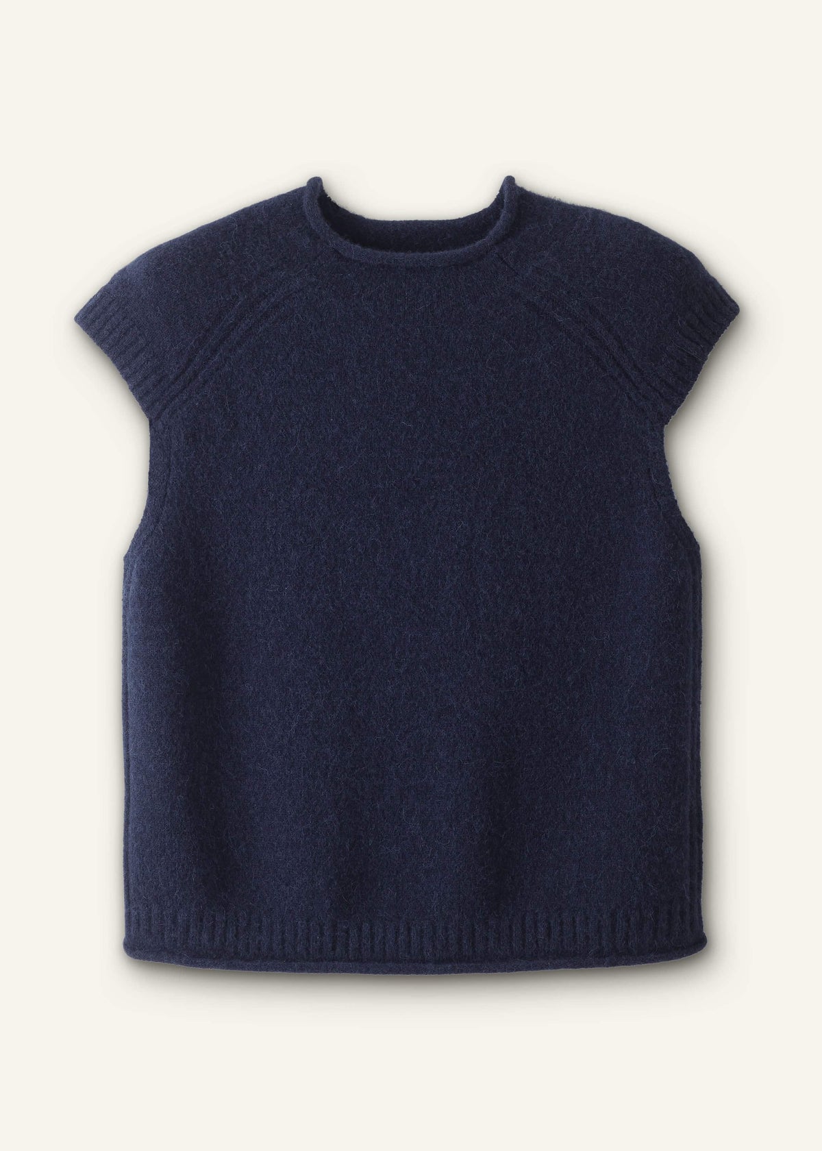 Navy Roll Trim Straight Layering Sweater Vest | ME+EM Clothing