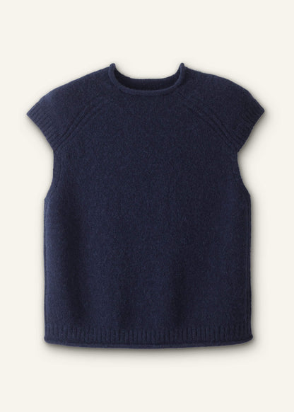 Navy Roll Trim Straight Layering Sweater Vest | ME+EM Clothing