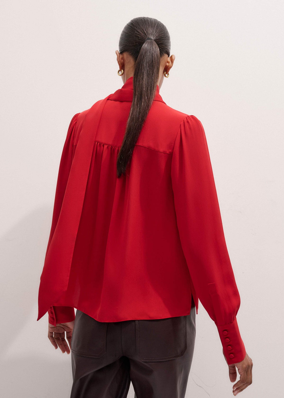Red Silk Button Layering Shirt + Tie | ME+EM Clothing
