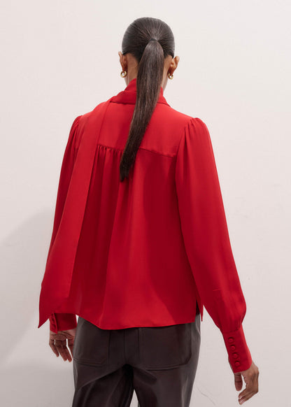 Red Silk Button Layering Shirt + Tie | ME+EM Clothing