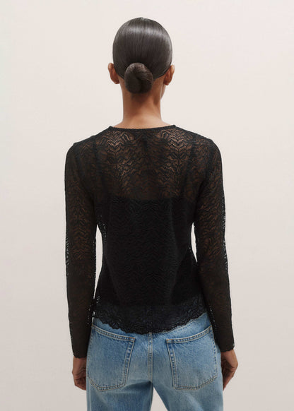 Black Lace Crew Neck Top | ME+EM Clothing