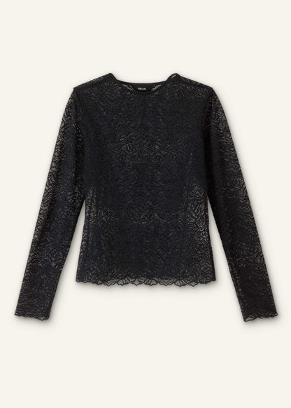 Black Lace Crew Neck Top | ME+EM Clothing