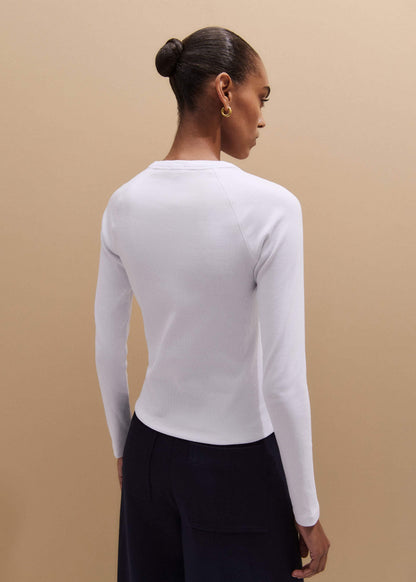 White Ultimate Slim Baseball Top | ME+EM Clothing